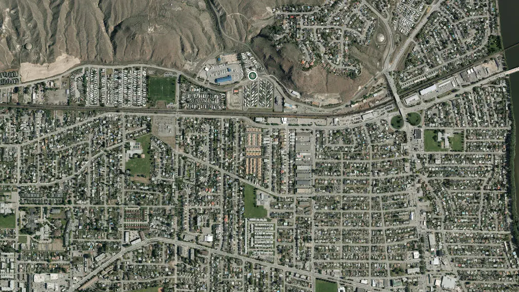 Aerial view of Sunnyside Heights RV Park and surroundings