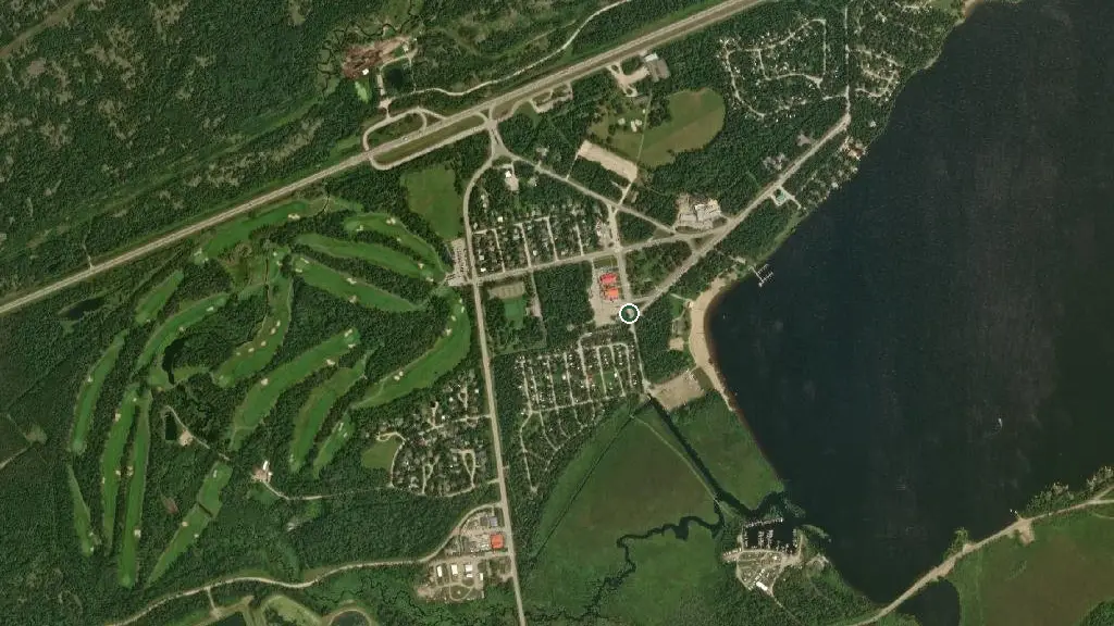 Aerial view of Whiteshell Provincial Park - Falcon Beach Campground and surroundings