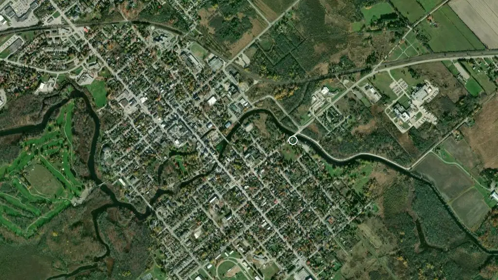 Aerial view of Last Duel Park Campground and surroundings