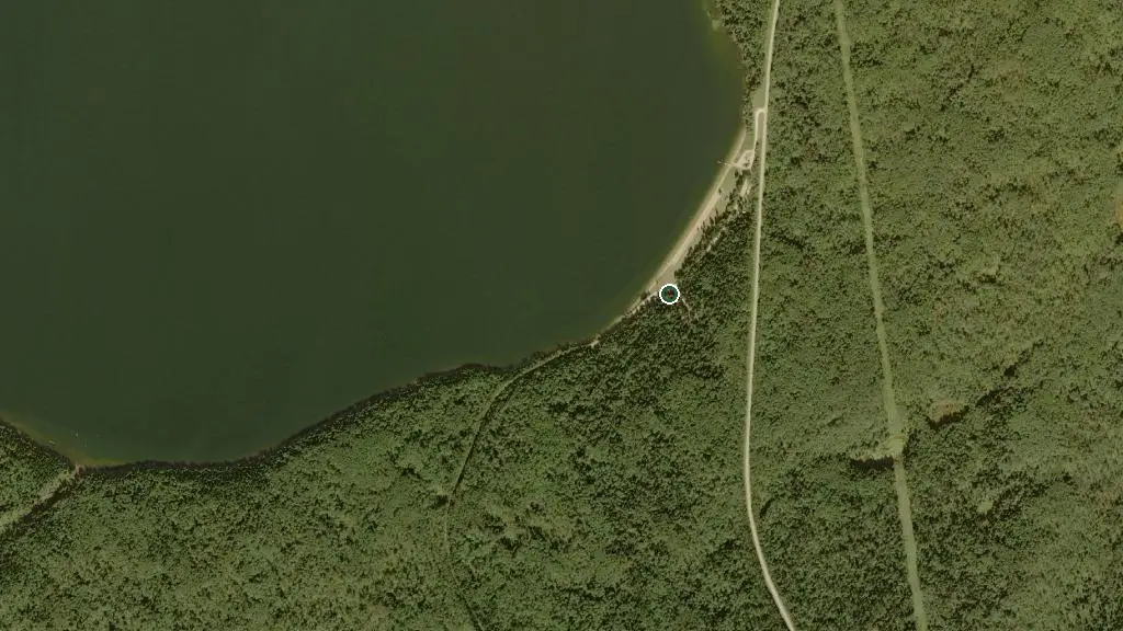 Aerial view of Sandy Lake Campground and surroundings