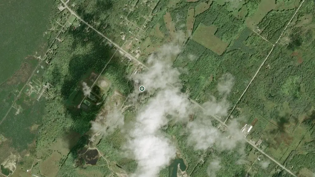 Aerial view of Tobermory Village Campground & Cabins and surroundings