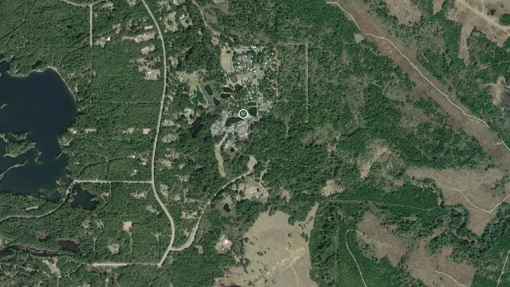 Aerial view of Spider Lake Springs Resort (Privately owned, no public camping) and surroundings