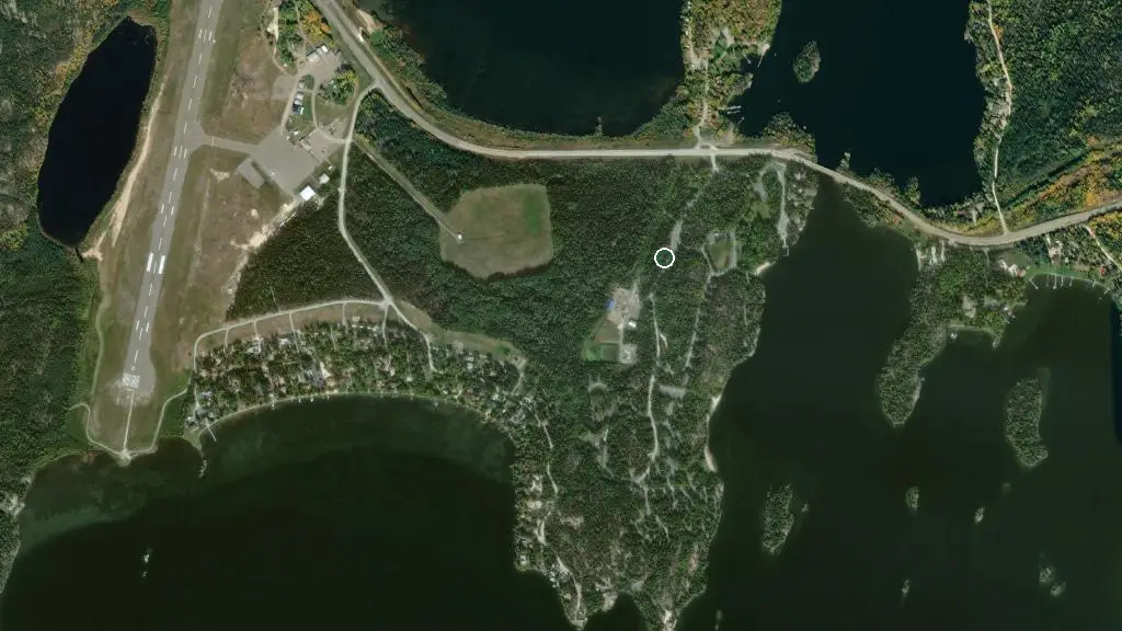 Aerial view of Bakers Narrows Campground and surroundings