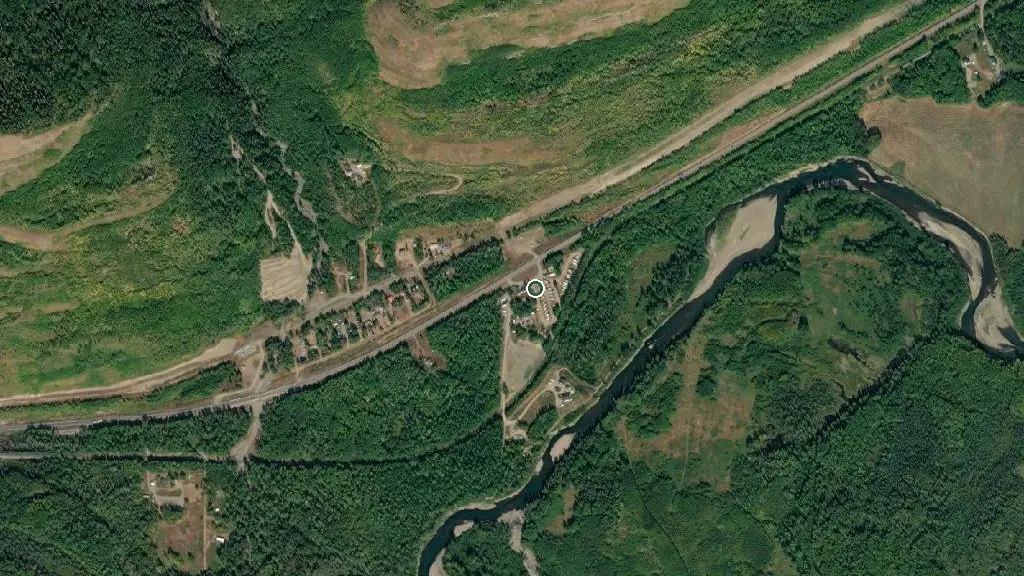 Aerial view of Caron Creek RV Park and surroundings