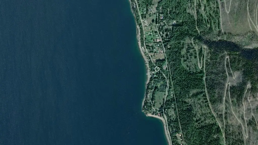 Aerial view of Kootenay Lake Lodge Resort and surroundings