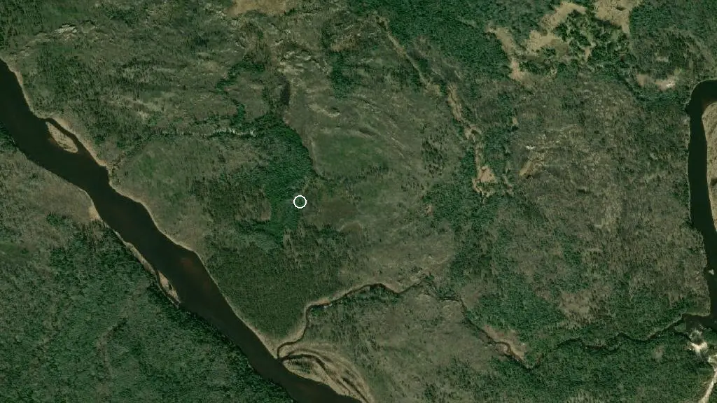 Aerial view of Whitemud Falls Ecological Reserve and surroundings