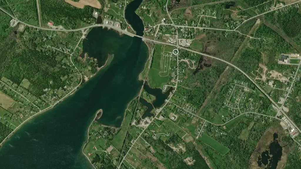 Aerial view of Arm of Gold Campground and surroundings