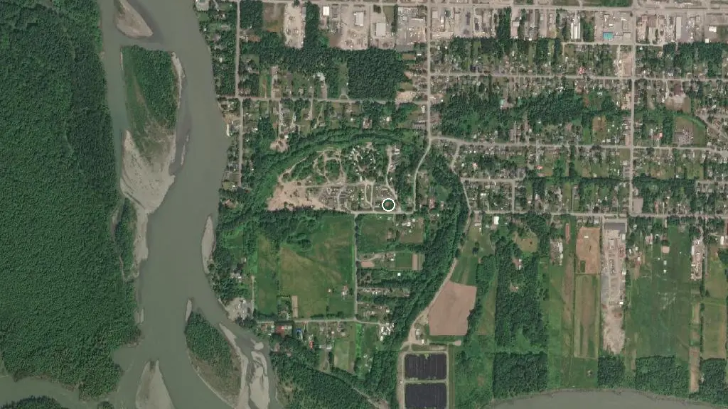 Aerial view of Braun's Island RV Park and surroundings