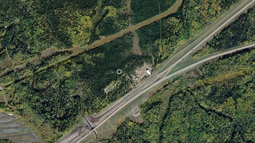 Aerial view of Hangingstone Provincial Recreation Area and surroundings