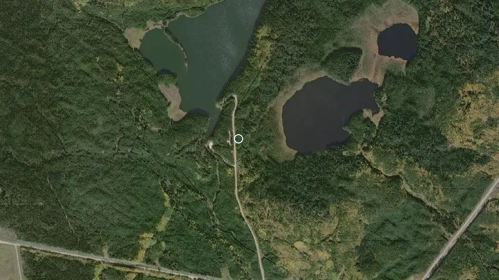 Aerial view of Chrystina Lake Provincial Recreation Area and surroundings