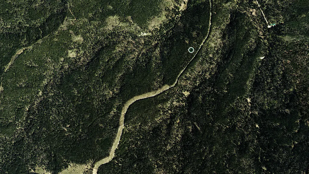 Aerial view of Lodgepole Campground, Cypress Hills Provincial Park and surroundings