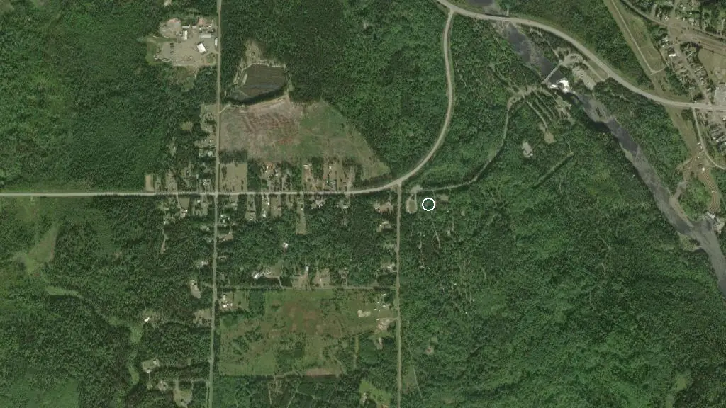 Aerial view of Kakabeka Falls - Whispering Hills Campground and surroundings