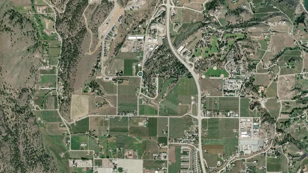 Aerial view of Dickinson Family Farm and surroundings