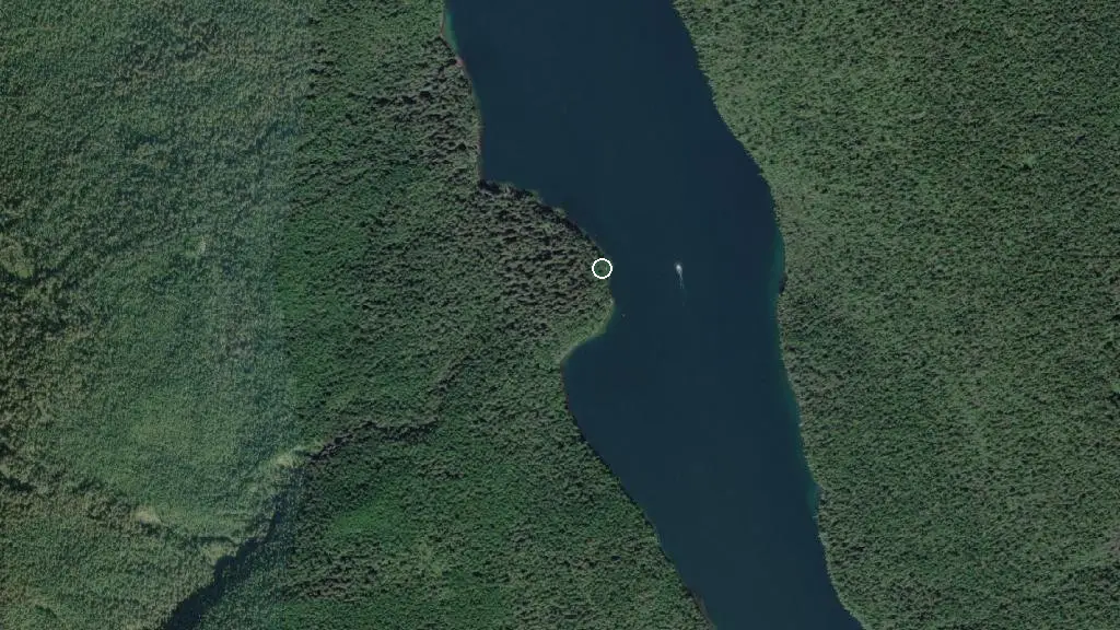 Aerial view of Caribou Beach Campground and surroundings
