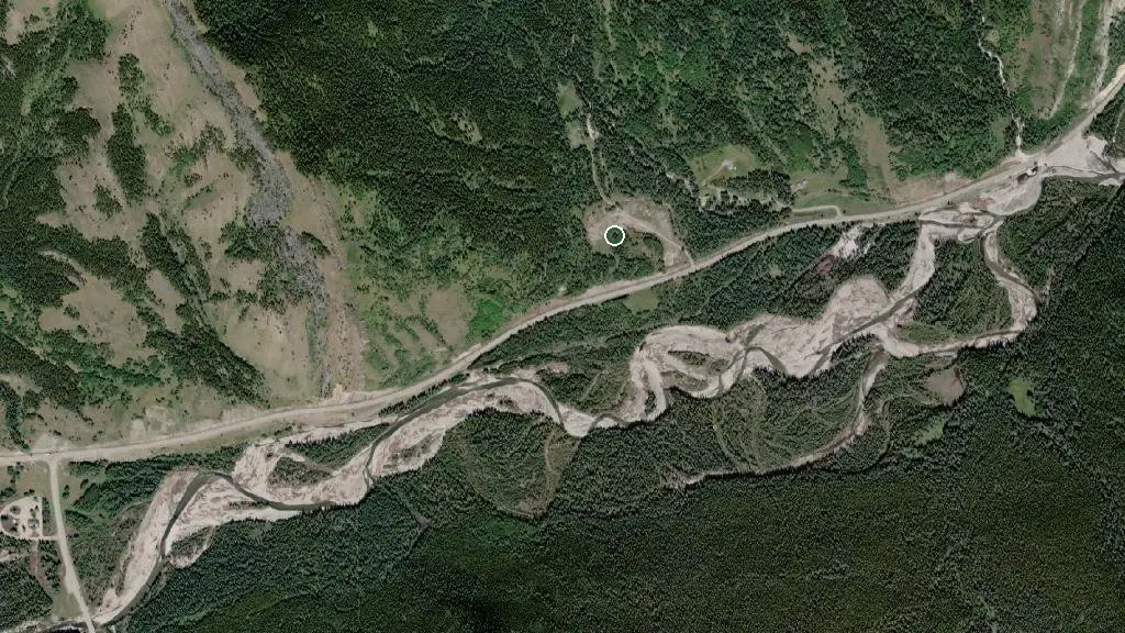 Aerial view of Highwood Compound Provincial Recreation Area and surroundings