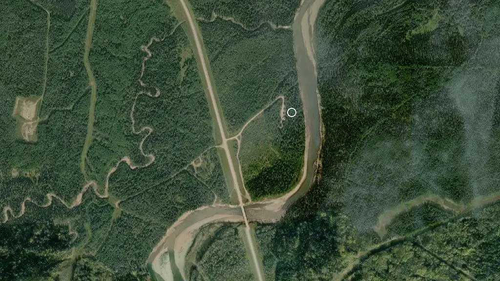 Aerial view of Kakwa River Provincial Recreation Area and surroundings