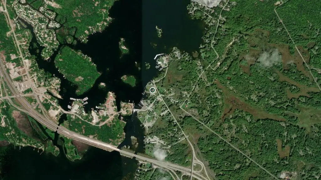 Aerial view of South Bay Cottages and surroundings