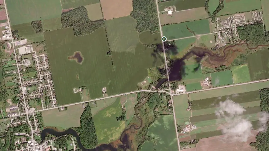 Aerial view of Cedar Rail Family Campground and surroundings