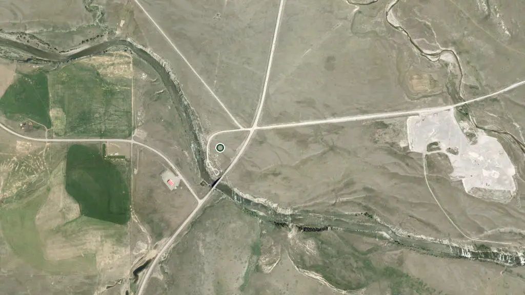 Aerial view of Maycroft Provincial Recreation Area and surroundings