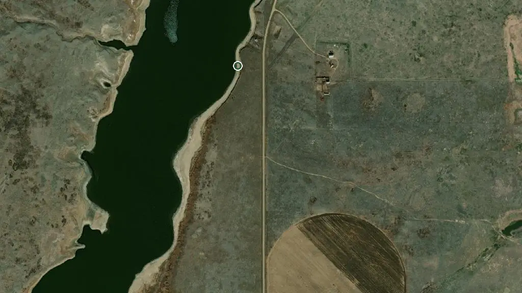 Aerial view of Little Fish Lake Prov Park and surroundings