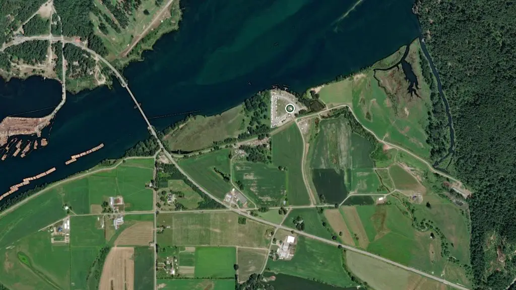 Aerial view of Harrison River RV and Campground and surroundings