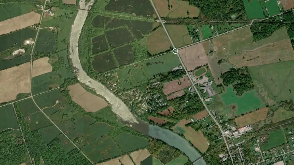 Aerial view of Grand Oaks RV Resort and surroundings
