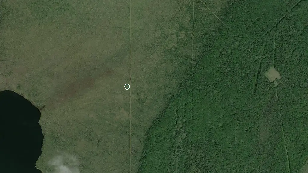 Aerial view of La Biche River Wildland Provincial Park and surroundings