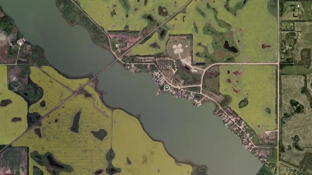 Aerial view of York Lake Regional Park and surroundings