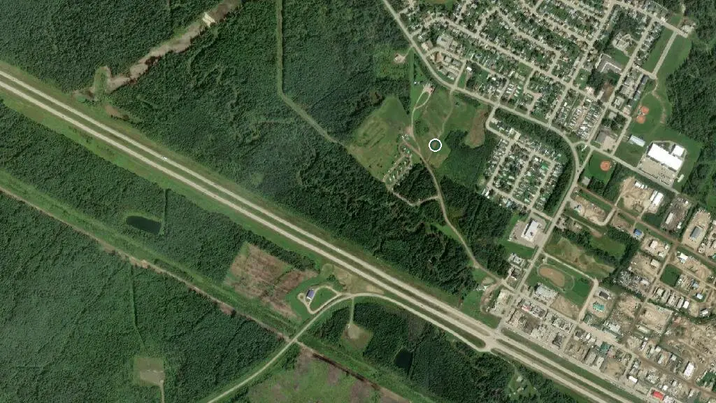 Aerial view of Fox Creek R.V. Campground and surroundings