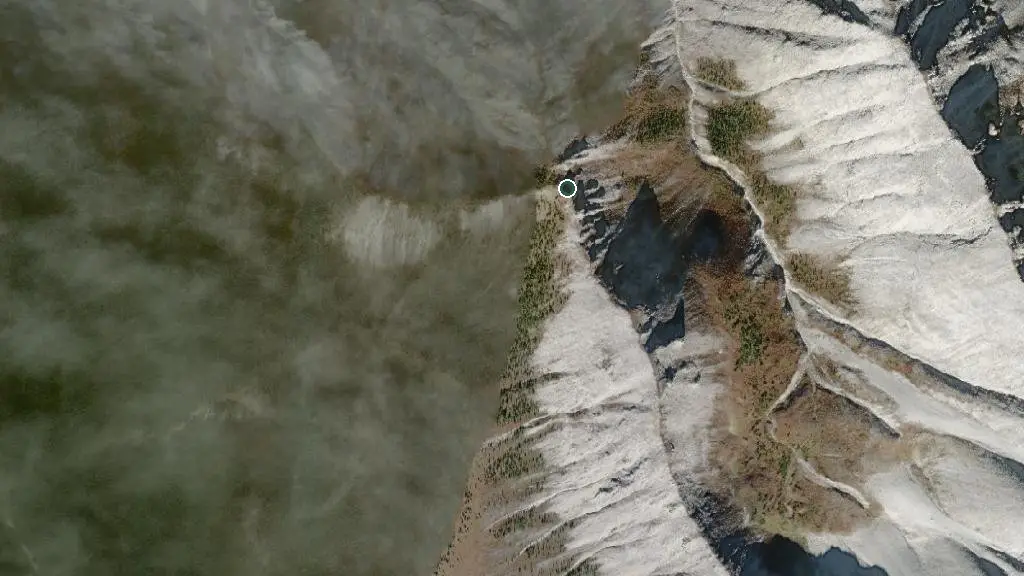 Aerial view of Muncho Lake Provincial Park and surroundings