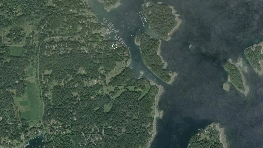 Aerial view of Page's Resort and Marina and surroundings
