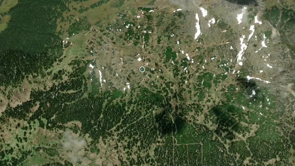 Aerial view of Burdette Cabin and surroundings