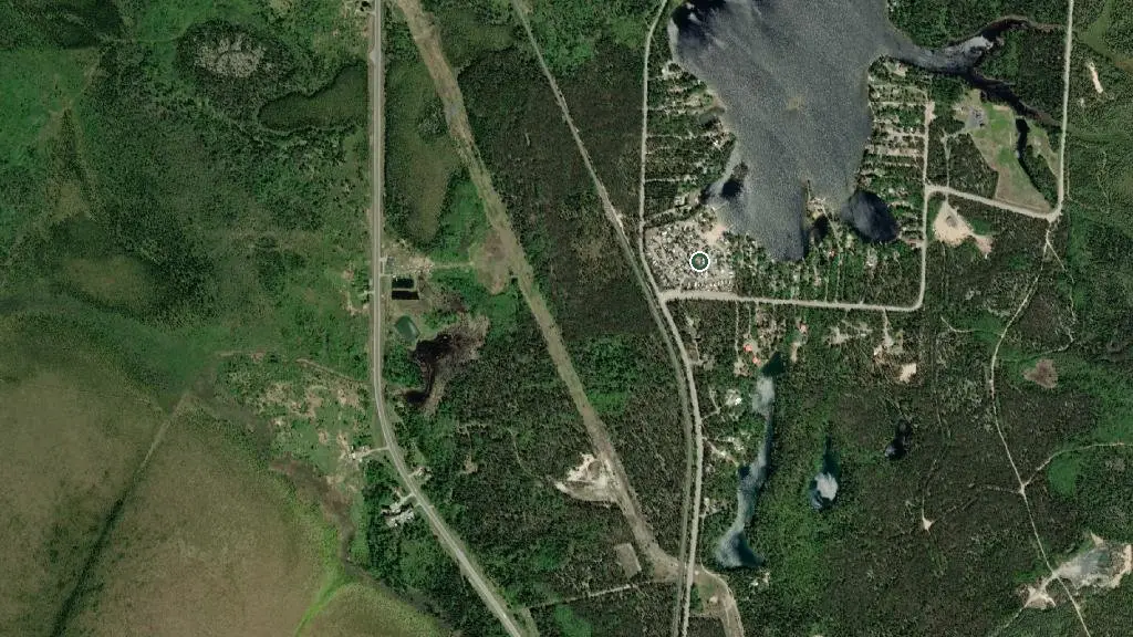 Aerial view of Cameron’s Beach Campground and surroundings
