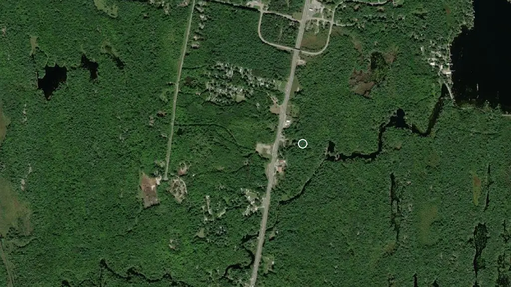Aerial view of Muskoka Falls Trailer Park and surroundings