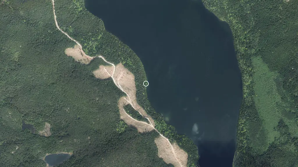 Aerial view of West Hut and surroundings