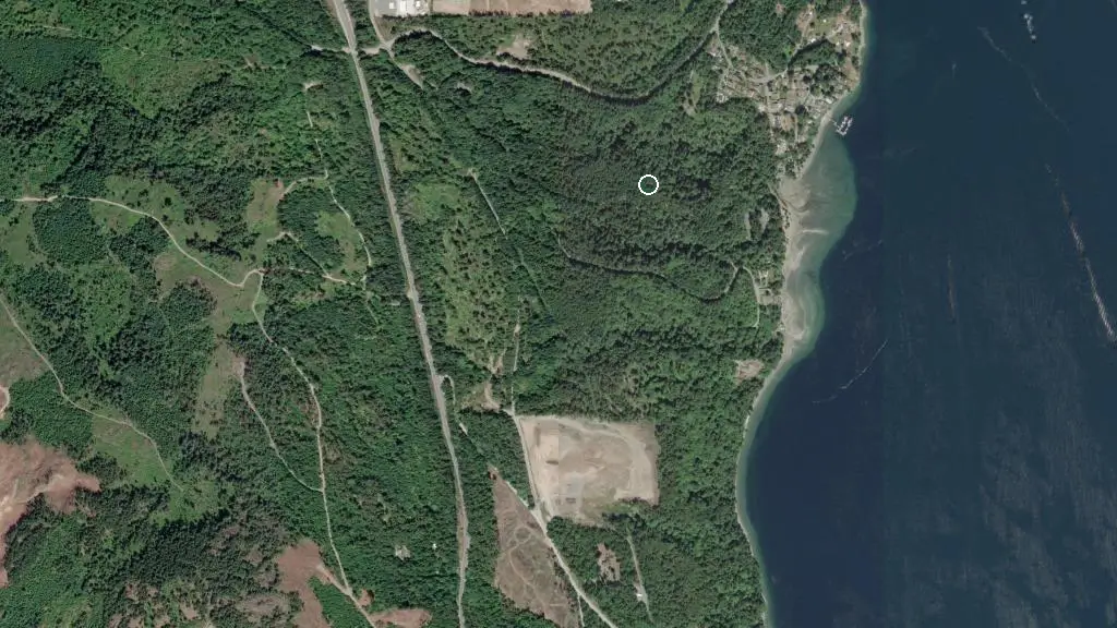 Aerial view of Bamberton Provincial Park and surroundings