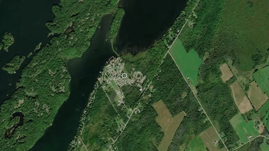 Aerial view of Lucky Loon Family Campground and surroundings