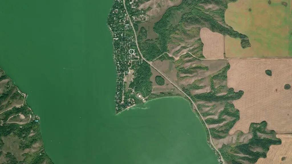 Aerial view of Katepwa Point Provincial Park and surroundings
