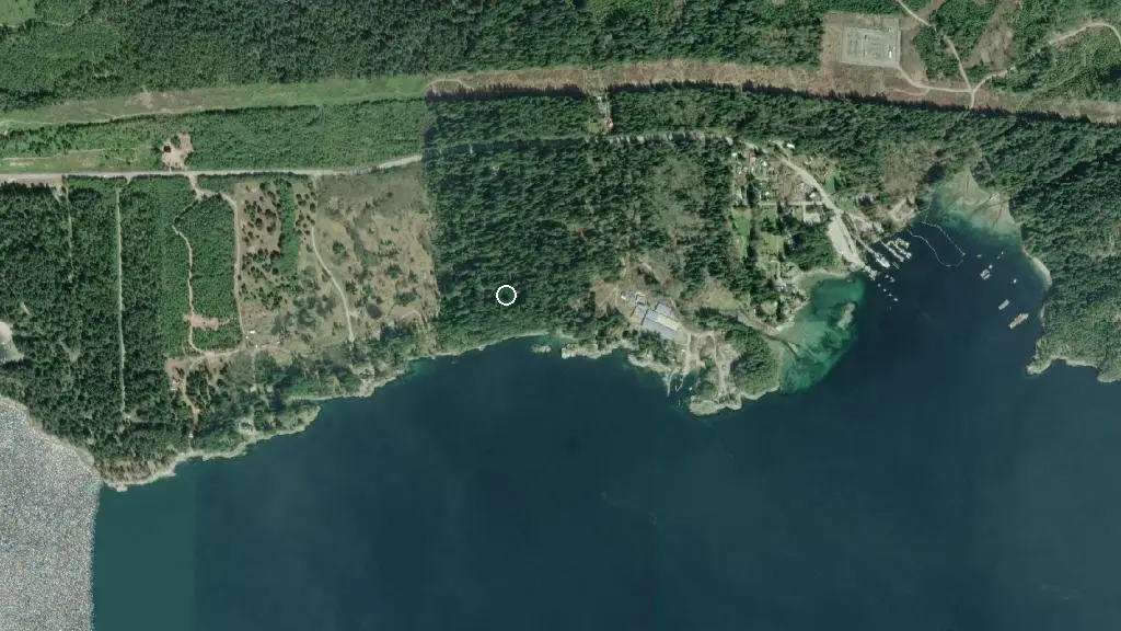 Aerial view of Saltery Bay Provincial Picnic Park and surroundings