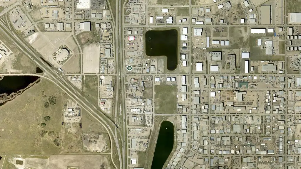 Aerial view of Saskatoon RV SuperStore and surroundings