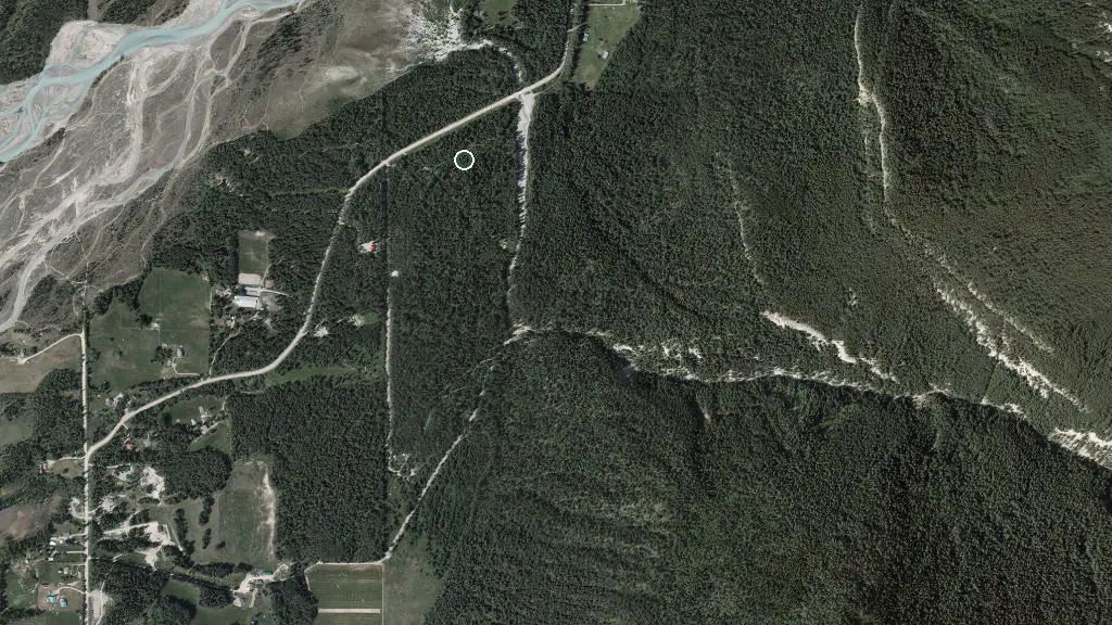 Aerial view of Sleepy Bear Retreat Off-grid experience with Private Waterfalls and surroundings