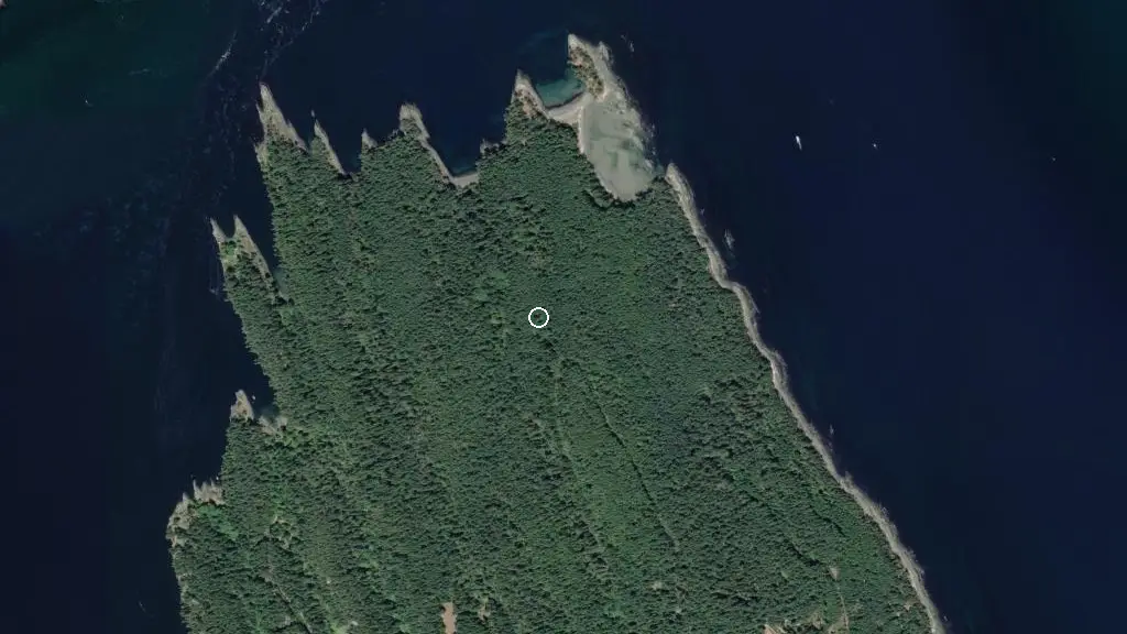 Aerial view of Dionisio Point Provincial Park and surroundings