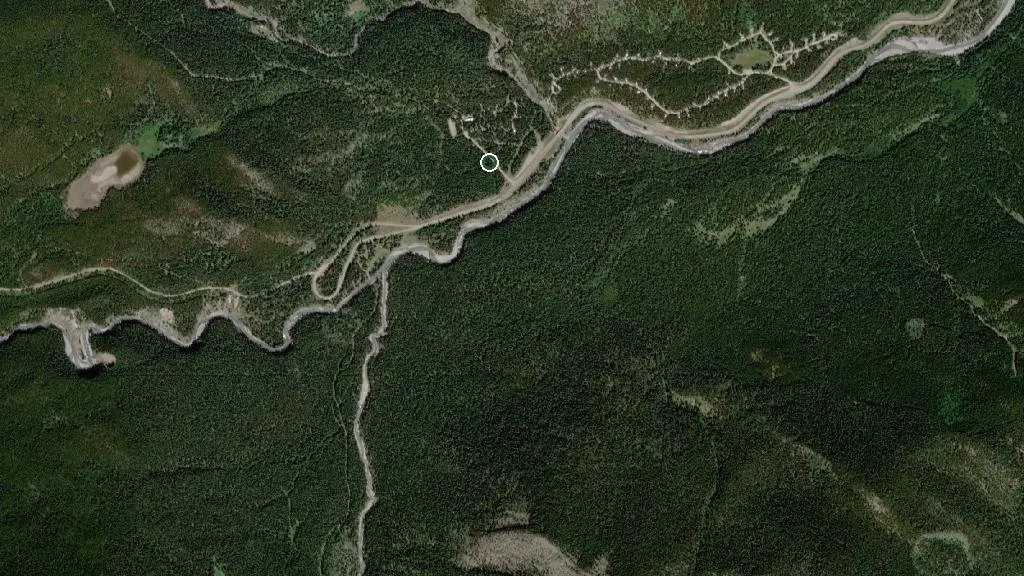 Aerial view of Bluerock Equestrian Campground, Sheep River Provincial Park and surroundings