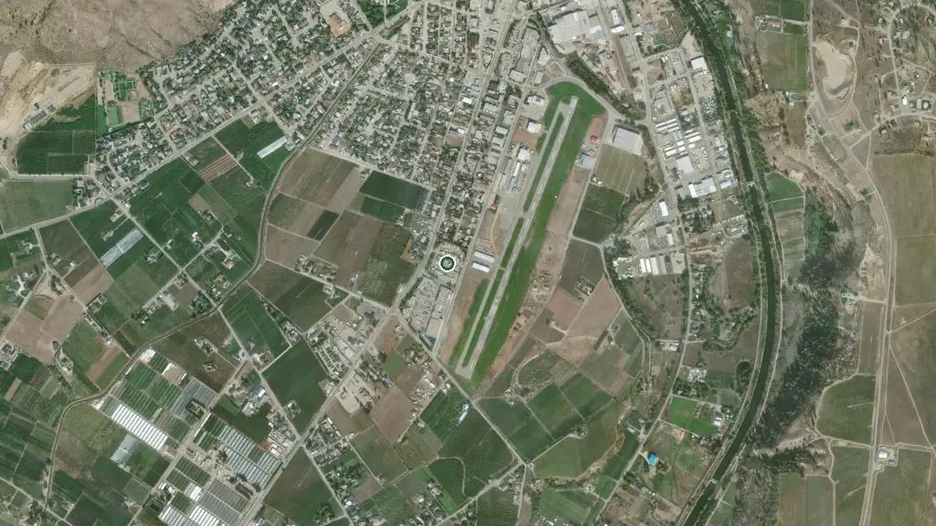 Aerial view of Desert Gem RV Resort and surroundings