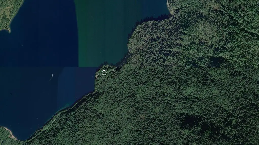 Aerial view of Honeymoon Bay Group Camp Site and surroundings