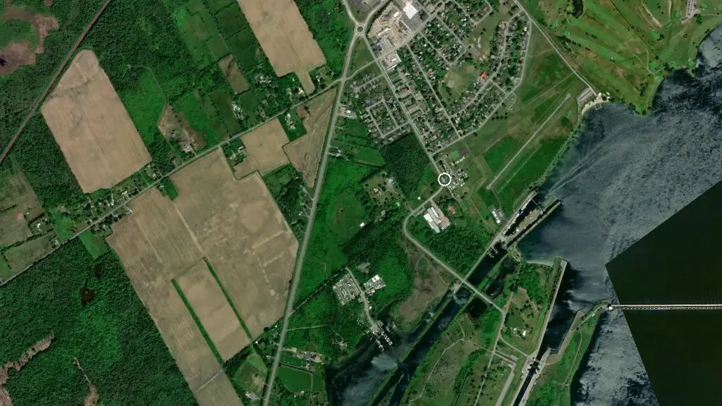 Aerial view of Iroquois Municipal Campground  and surroundings