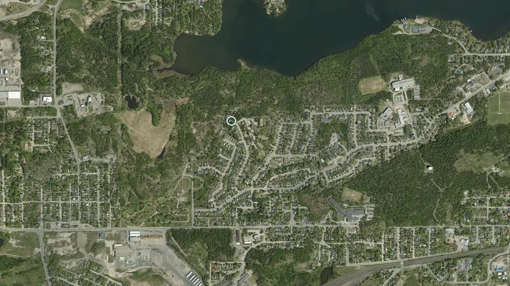 Aerial view of Kenora Bed 'n' Bale Vacation Rentals & Animal Feed and surroundings