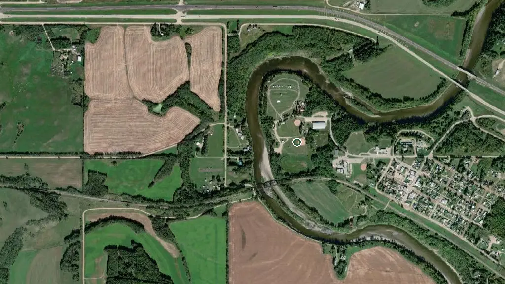 Aerial view of Sangudo Riverside Campground and surroundings