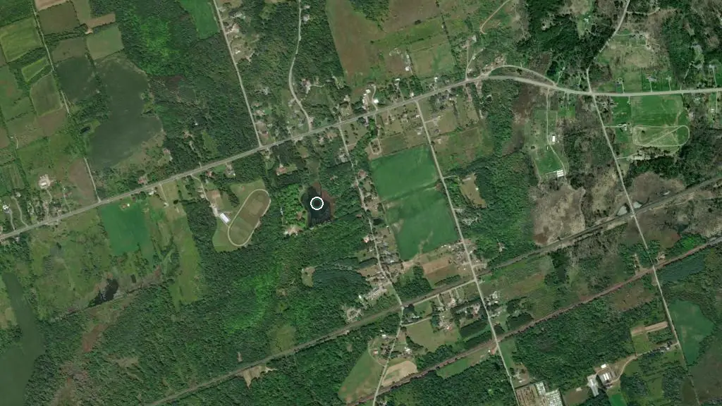 Aerial view of Salem Woods Trailer Park and surroundings