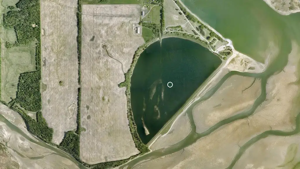 Aerial view of Dickson Trout Pond and surroundings